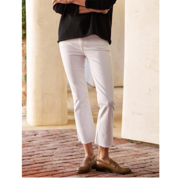 Frank & Eileen‎ Jeans Killian Cropped Flared Raw Hem White Size 26 - Picture 1 of 8